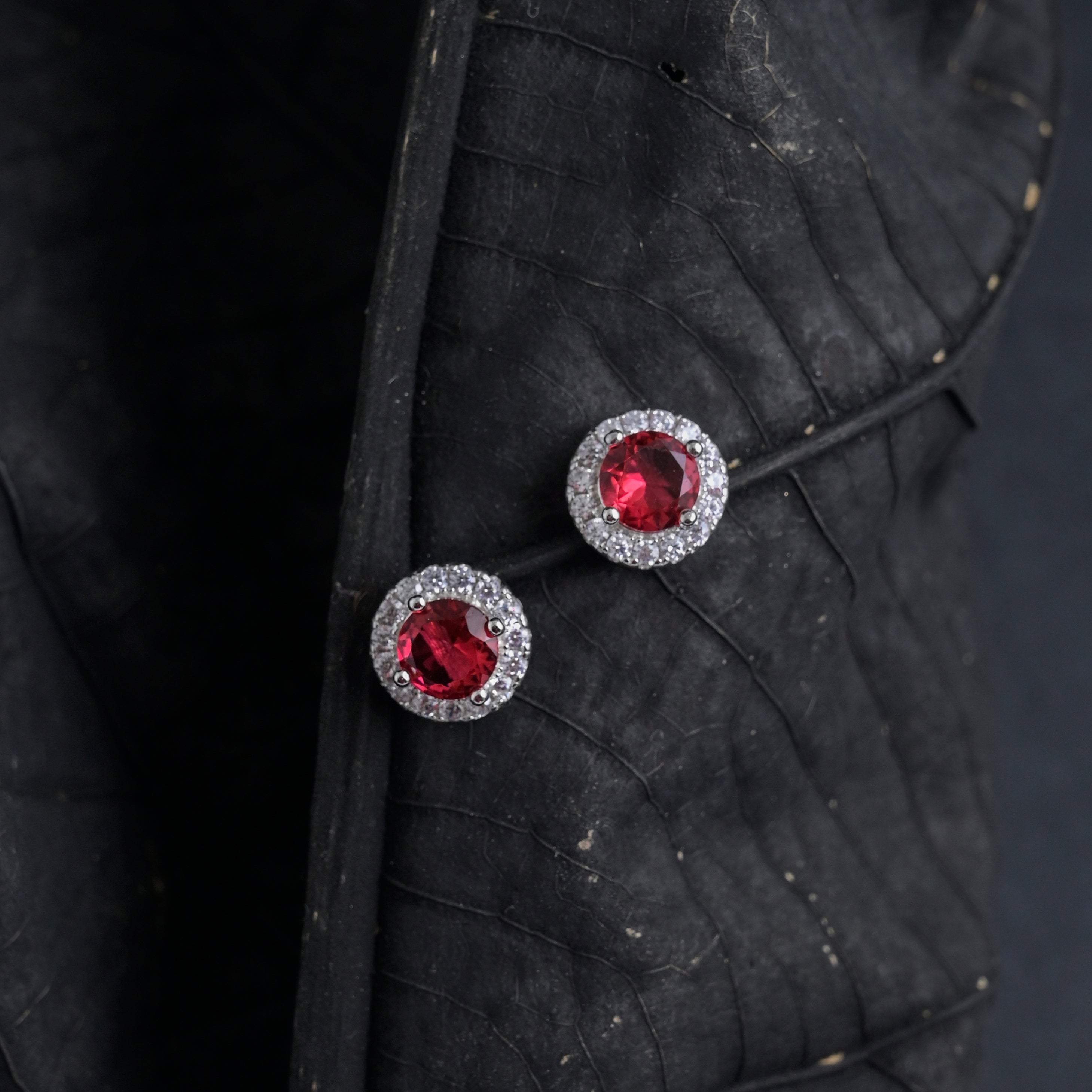 Silver Blood Red Studs image 0